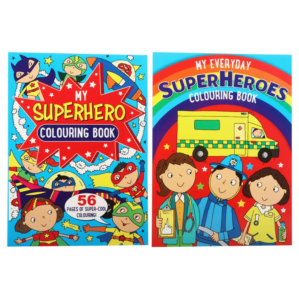 2 Colouring Books 56-page A4 Super Hero