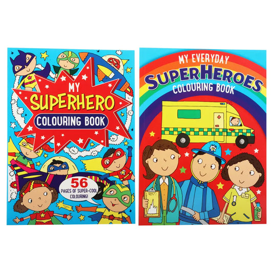 2 Colouring Books 56-page A4 Super Hero