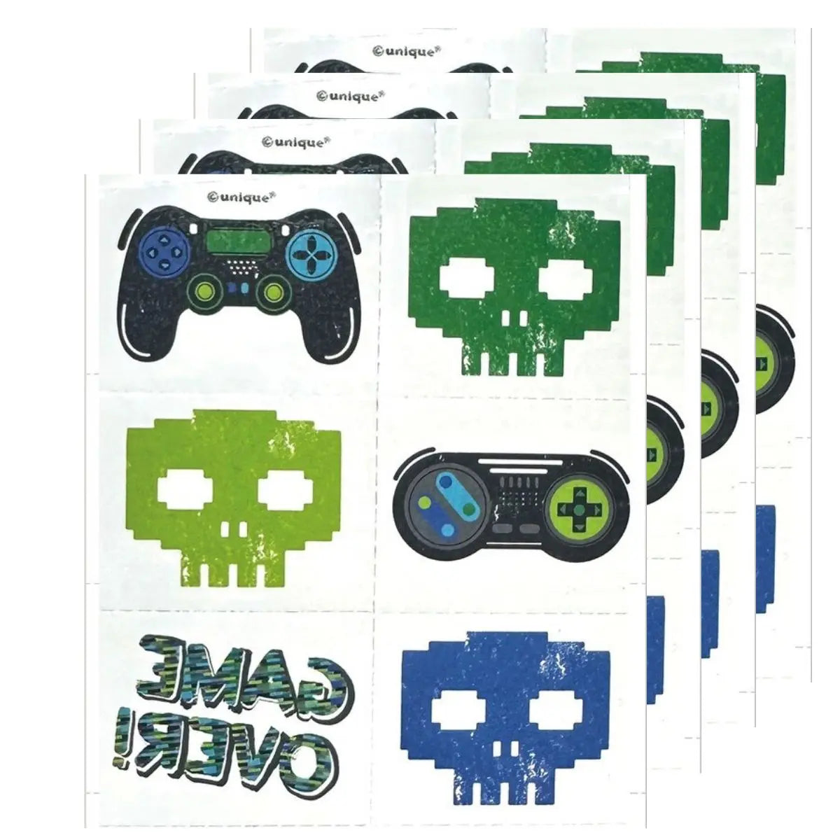 Gamer Birthday Fake Tattoos 24pcs
