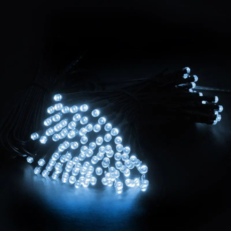 Solar 100 Cool White & Blue LED Fairy Lights 7.5M Total Length