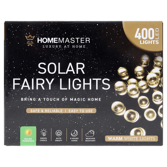 Solar 400 Warm White LED Fairy Lights 25.5M Total Length