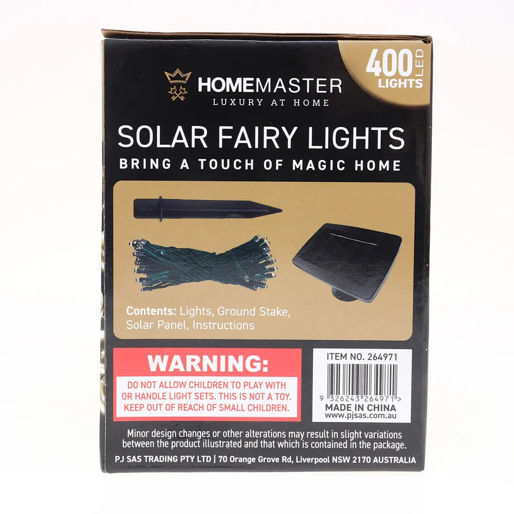 Solar 400 Warm White LED Fairy Lights 25.5M Total Length