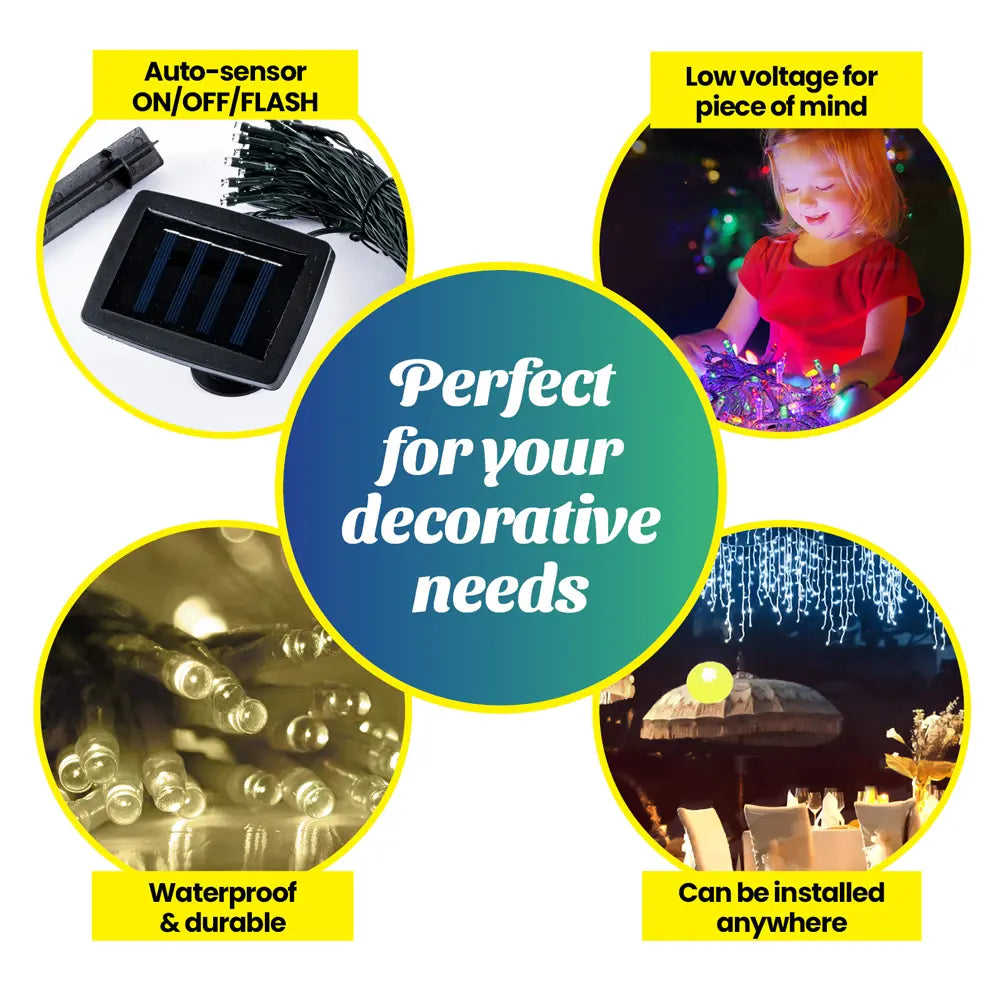 Solar 400 Warm White LED Fairy Lights 25.5M Total Length