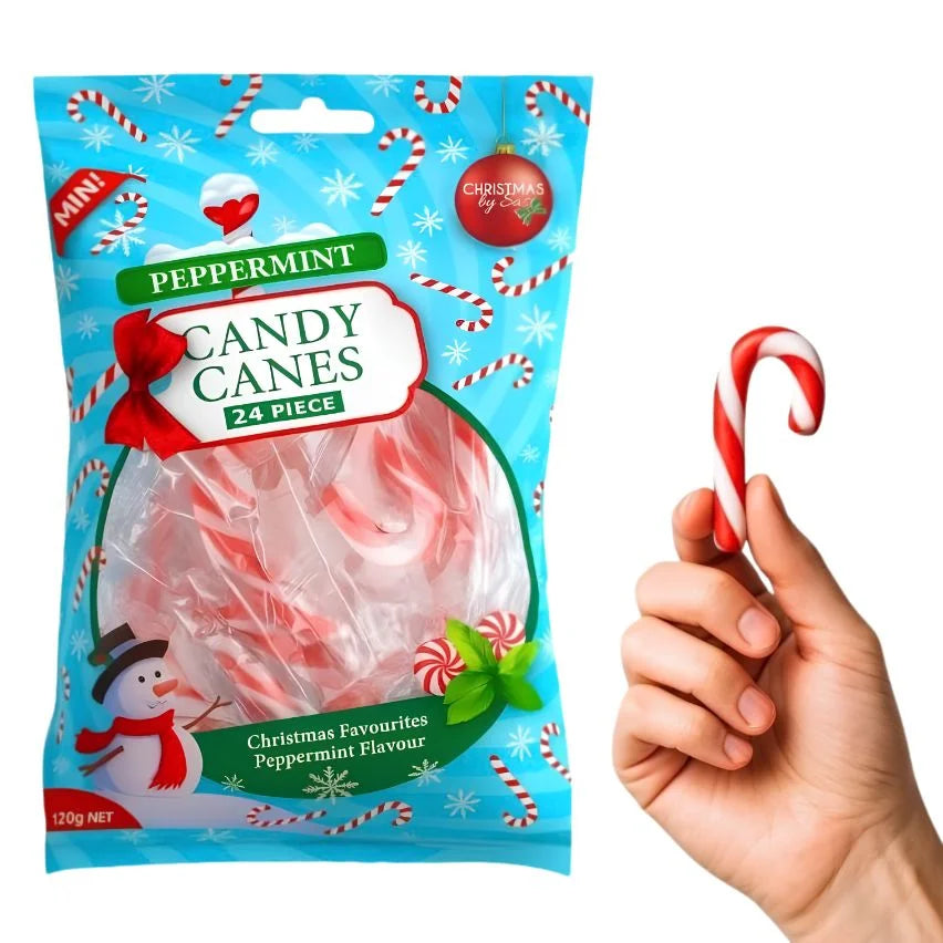 Mini Peppermint Candy Canes 120g Bag 24pcs Red & White Striped