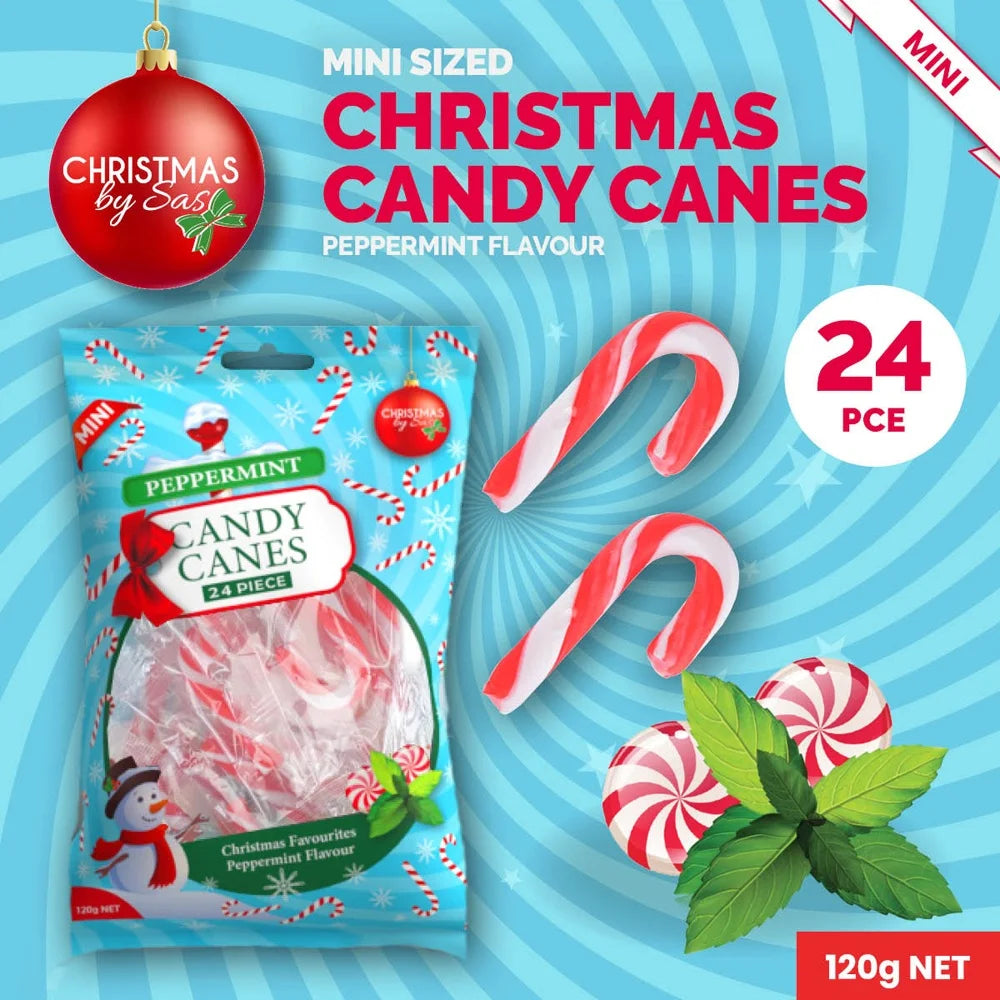 Mini Peppermint Candy Canes 120g Bag 24pcs Red & White Striped