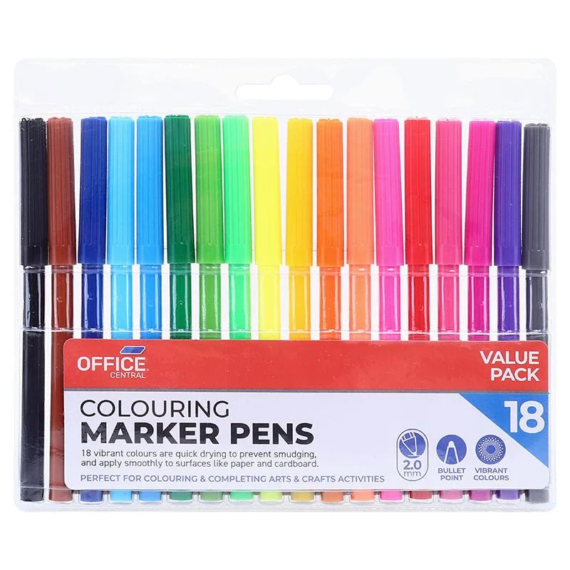 Colouring Pens Colour Markers 18pk Fine Tips