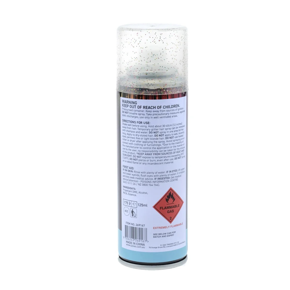 Rainbow Glitter Colour Hair Spray 125ml Temporary Coloured Hairspray
