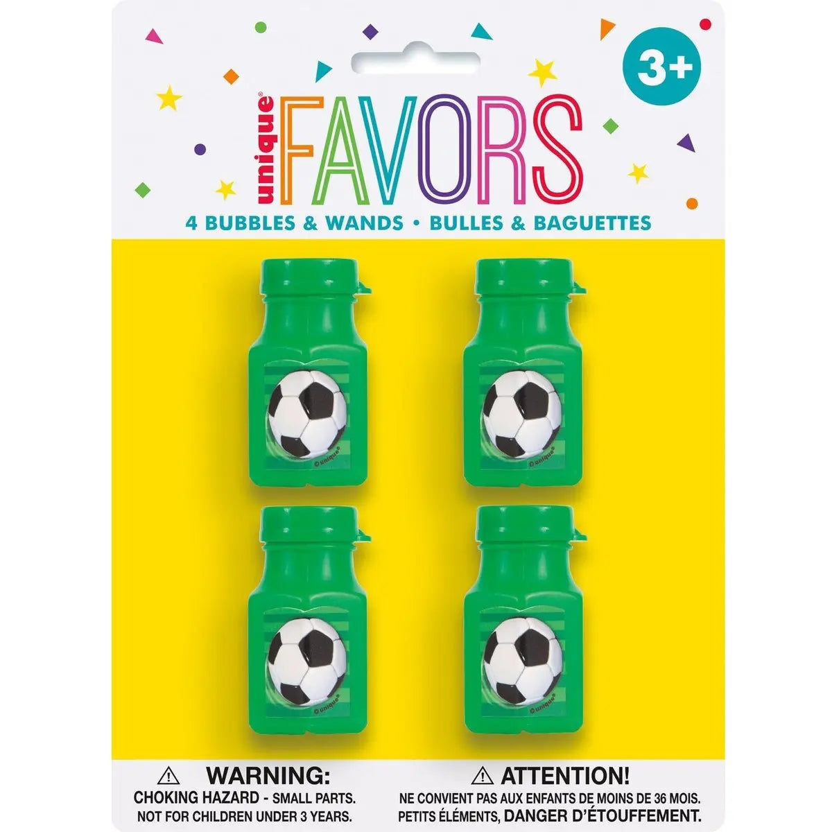 Soccer Ball Mini Bubble Bottles 4pcs Party Favours