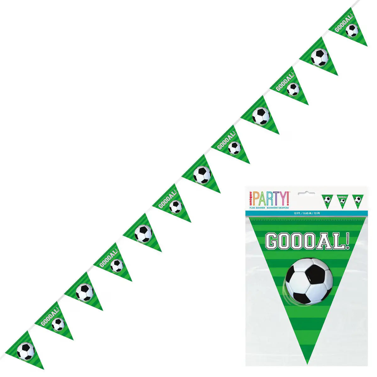 3D Soccer Bunting Flag Banner 3.65m (12')