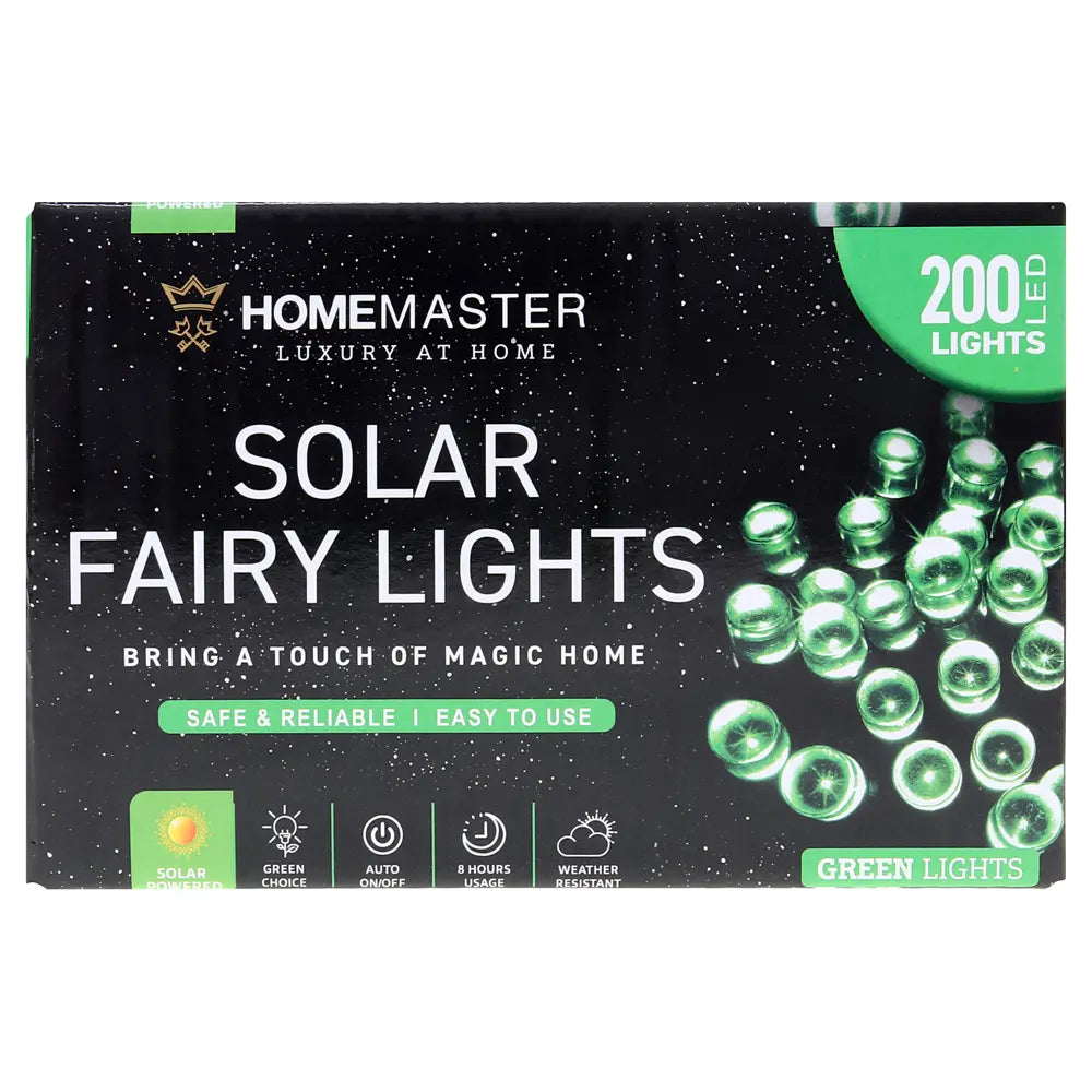 Solar 200 Green LED Fairy Lights 13.5M Total Length
