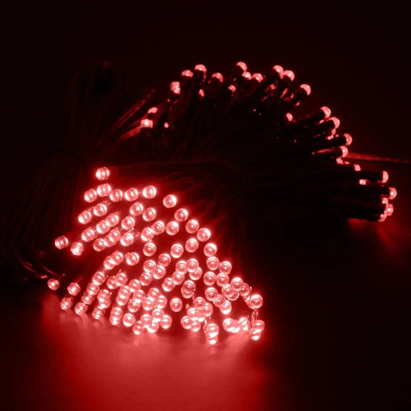 Solar 200 Red LED Fairy Lights 13.5M Total Length