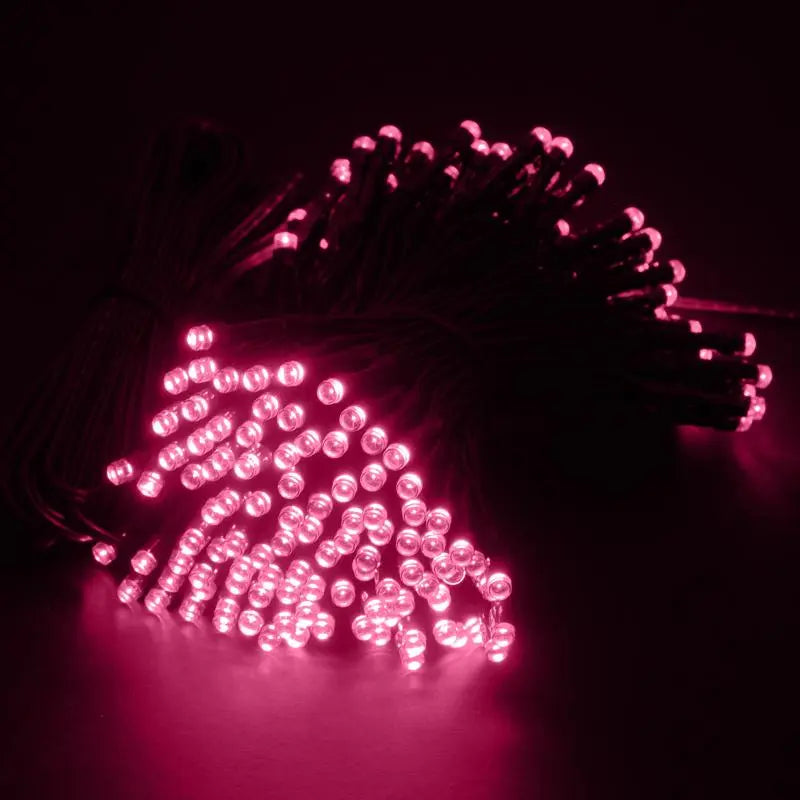 Solar 200 Pink LED Fairy Lights 13.5M Total Length