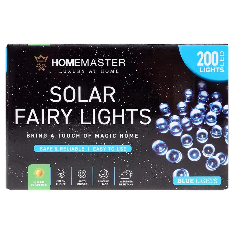 Solar 200 Blue LED Fairy Lights 13.5M Total Length