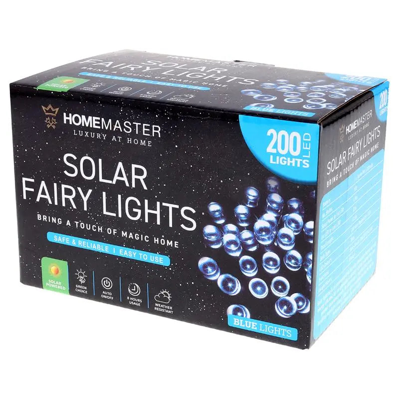 Solar 200 Blue LED Fairy Lights 13.5M Total Length