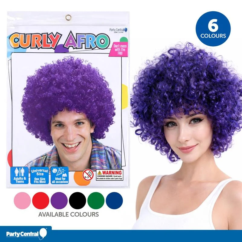 Purple Afro Curly Wig