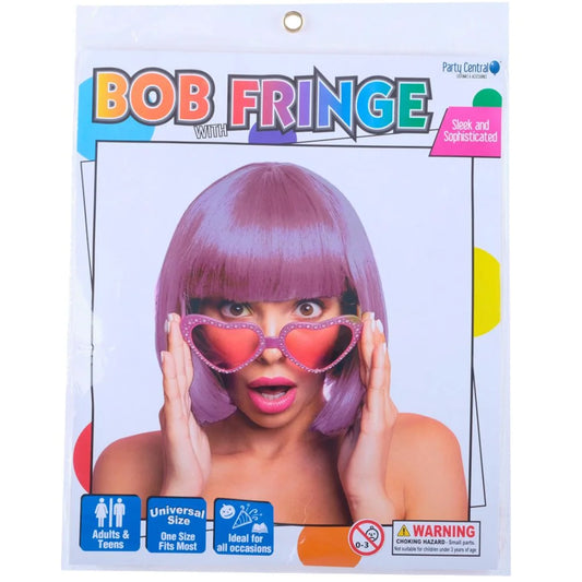 Pink Short Bob Wig With Fringe