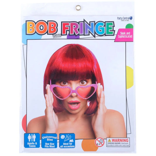 Red Short Bob Wig With Fringe