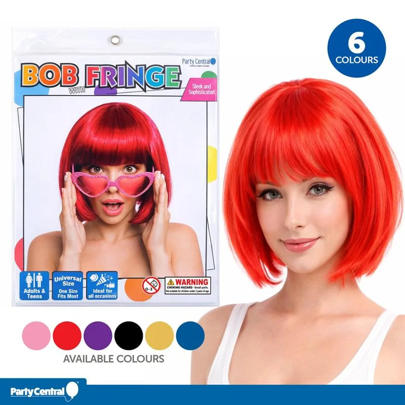 Red Short Bob Wig With Fringe