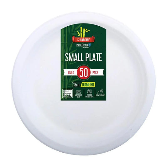 White Small Round Sugarcane Plates 18cm (7") 50pcs