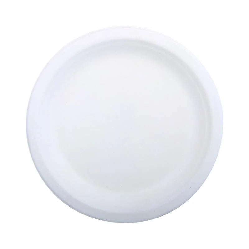 White Small Round Sugarcane Plates 18cm (7") 50pcs