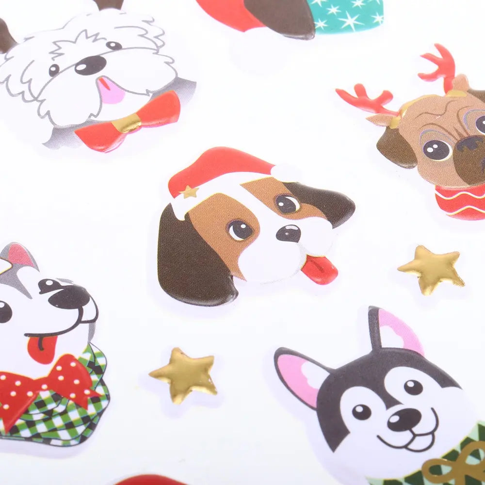 Christmas Theme Pets 3D Stickers 24pcs 14cm x 25cm Assorted Sets