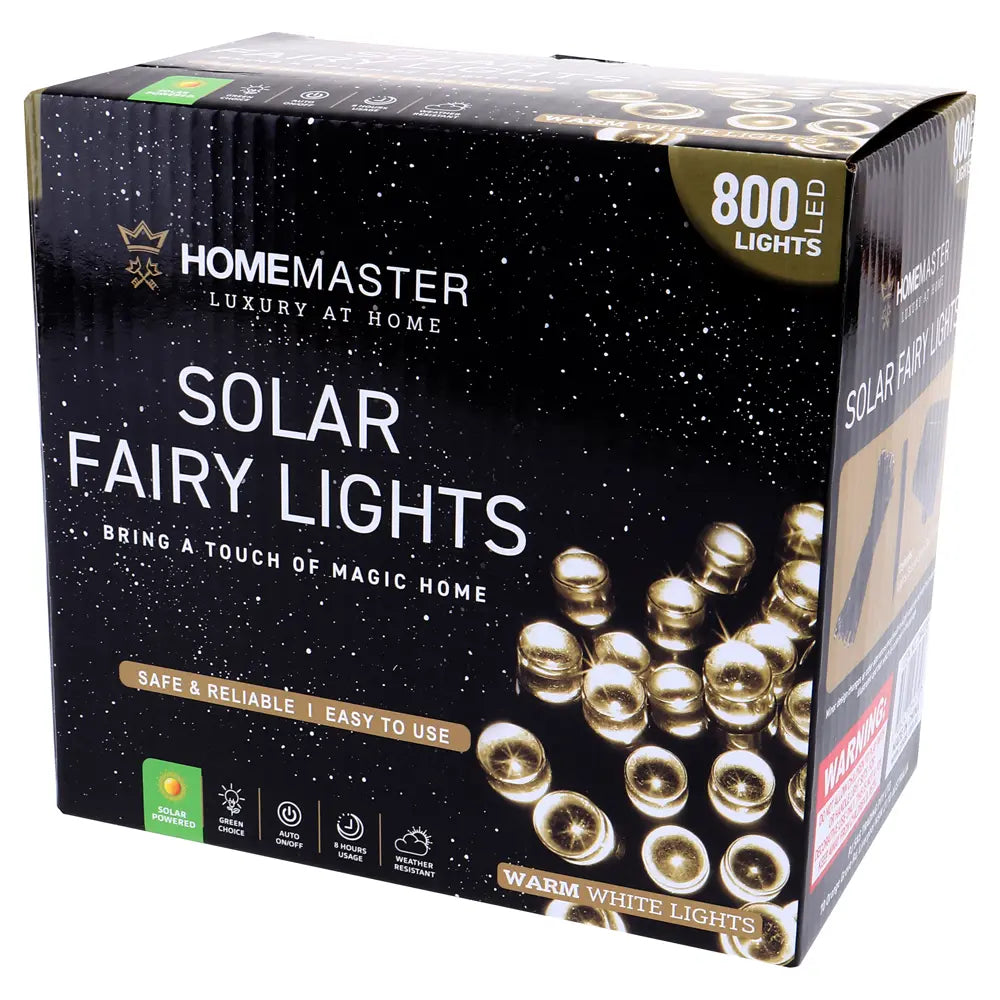 Solar 800 Warm White LED Fairy Lights 49.5M Total Length