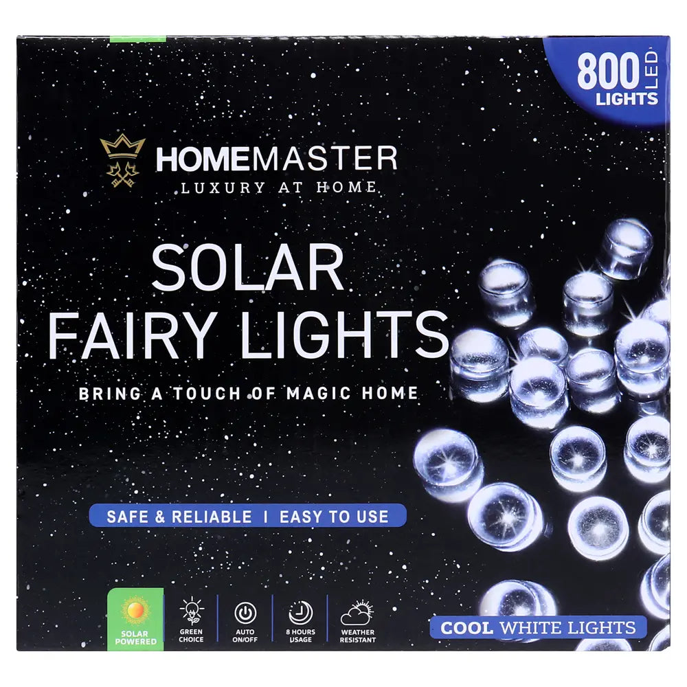 Solar 800 Cool White LED Fairy Lights 49.5M Total Length