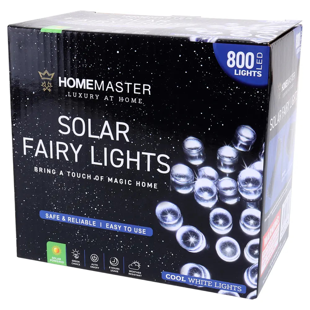 Solar 800 Cool White LED Fairy Lights 49.5M Total Length
