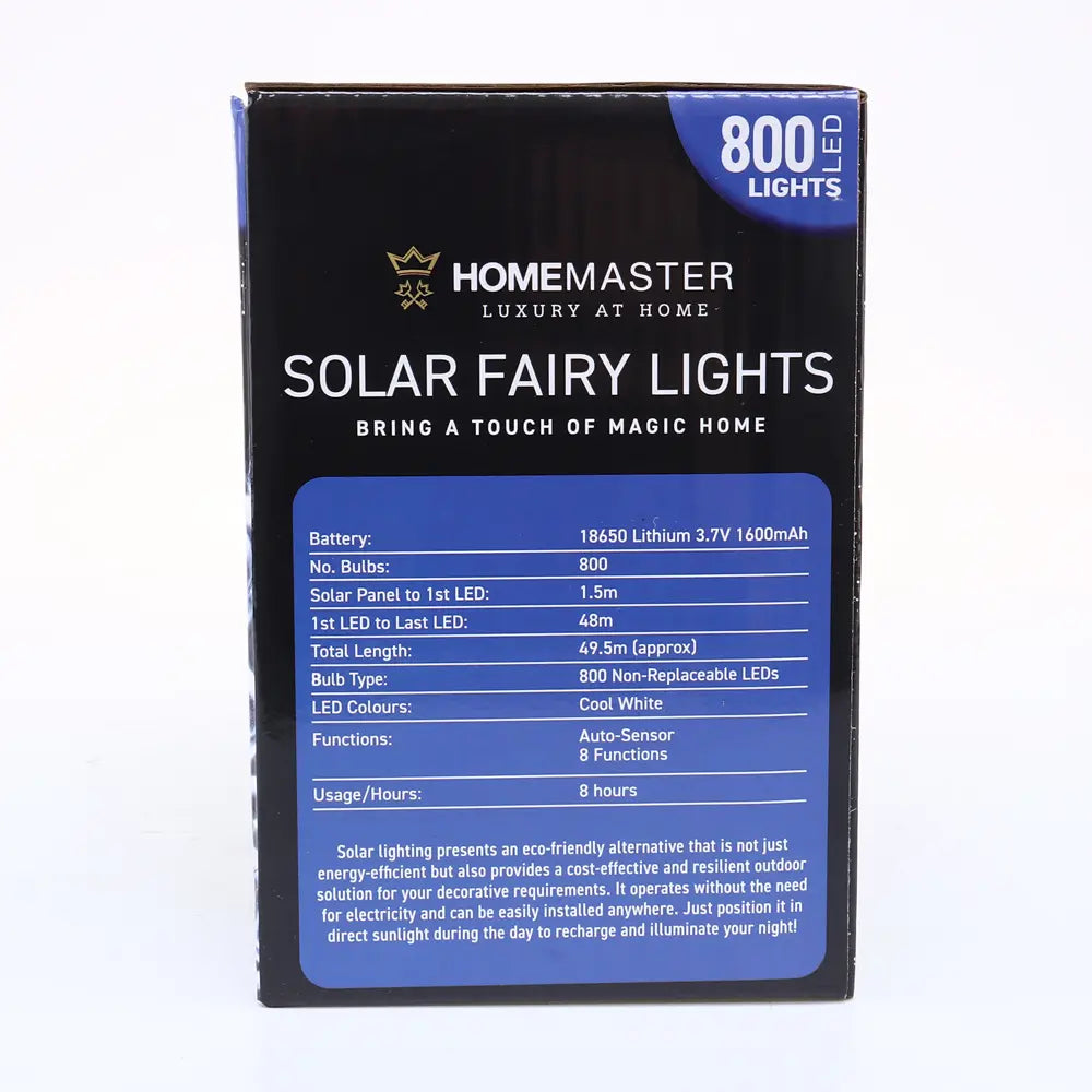 Solar 800 Cool White LED Fairy Lights 49.5M Total Length