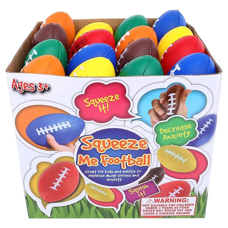 Squeeze Me Football Stress Relief Balls 8.5cm 48pcs Assorted Colours