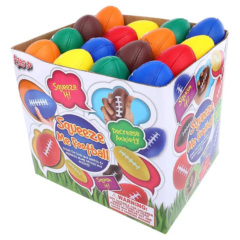 Squeeze Me Football Stress Relief Balls 8.5cm 48pcs Assorted Colours