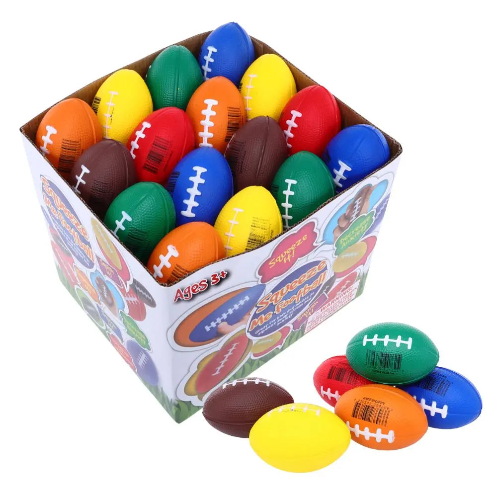Squeeze Me Football Stress Relief Balls 8.5cm 48pcs Assorted Colours