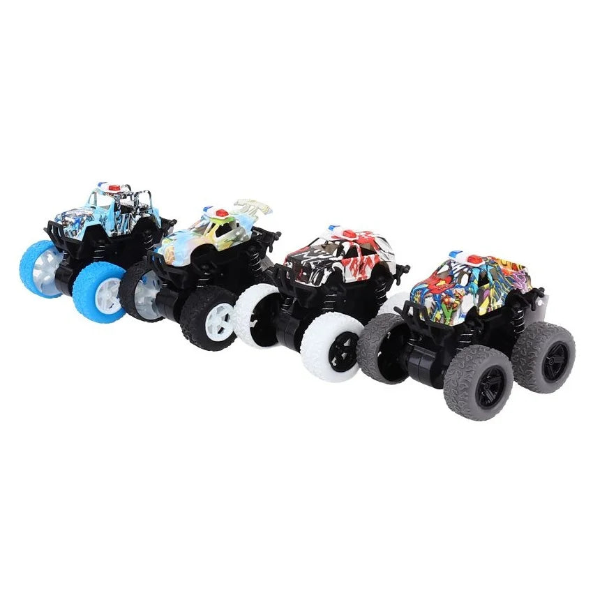 4 Friction Monster Trucks 4WD 8.5 x 8 x 7.5cm White Black Blue Grey