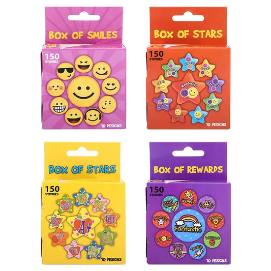 4 Assorted Sticker Boxes (600 Stickers) Fun / Teacher Packs