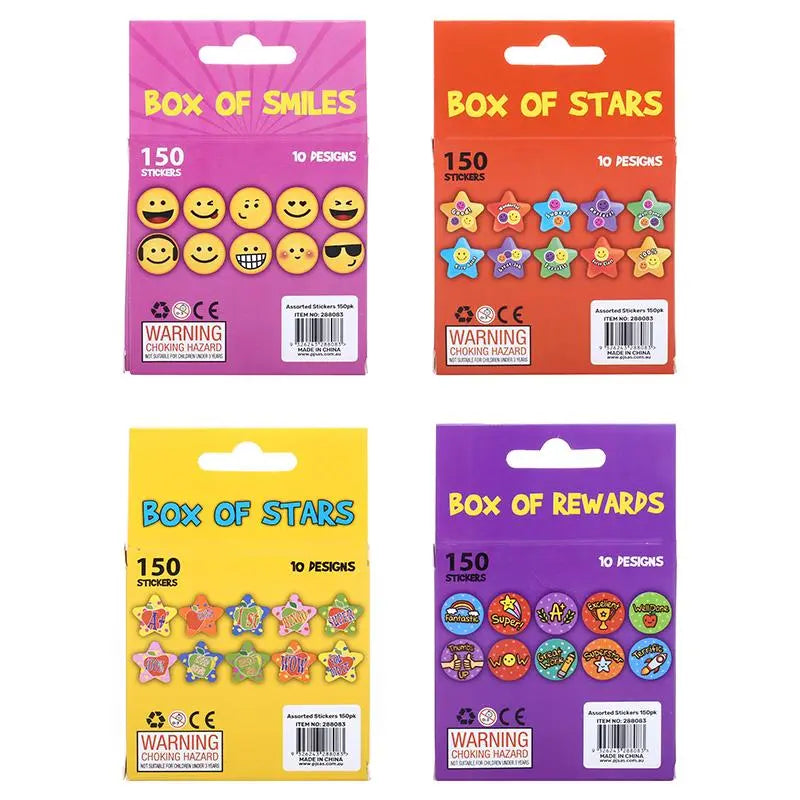 4 Assorted Sticker Boxes (600 Stickers) Fun / Teacher Packs