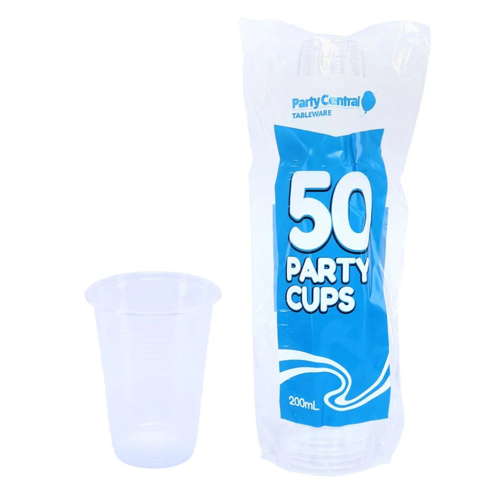 Clear Plastic Party Cups 200ml 50pcs Bulk Pack