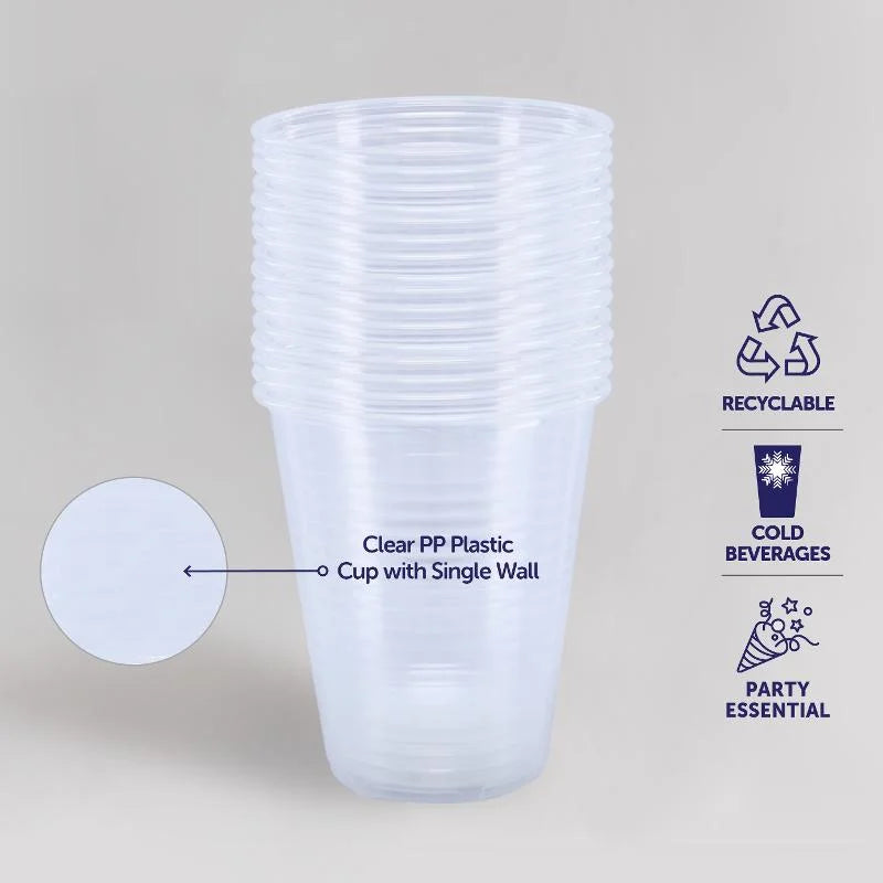 Clear Plastic Party Cups 200ml 50pcs Bulk Pack