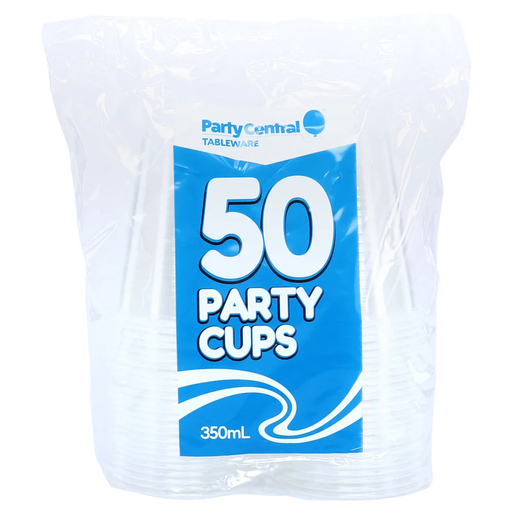 Clear Plastic Party Cups 350ml 50pcs Bulk Pack