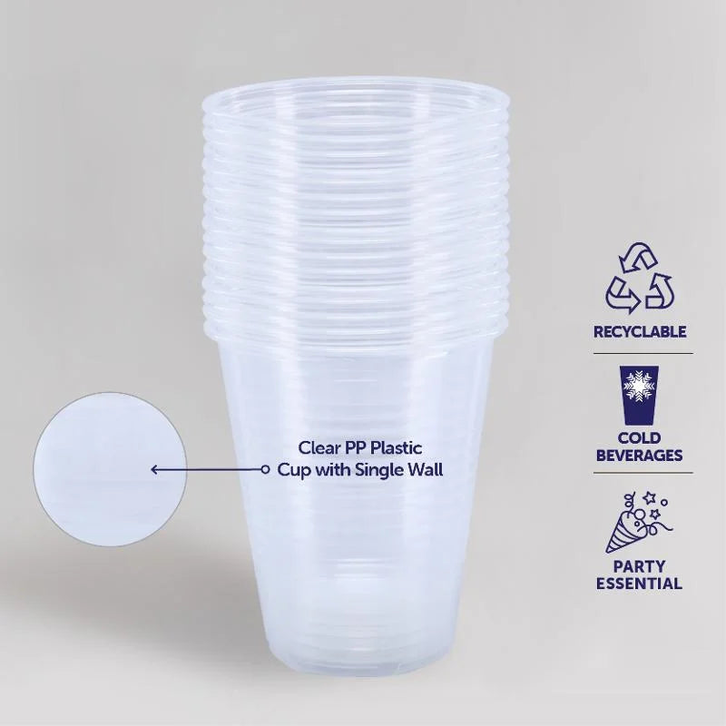 Clear Plastic Party Cups 350ml 50pcs Bulk Pack