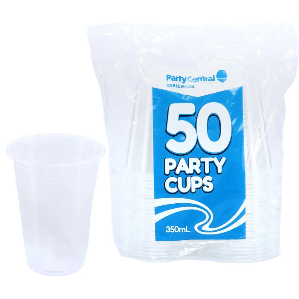 Clear Plastic Party Cups 350ml 50pcs Bulk Pack