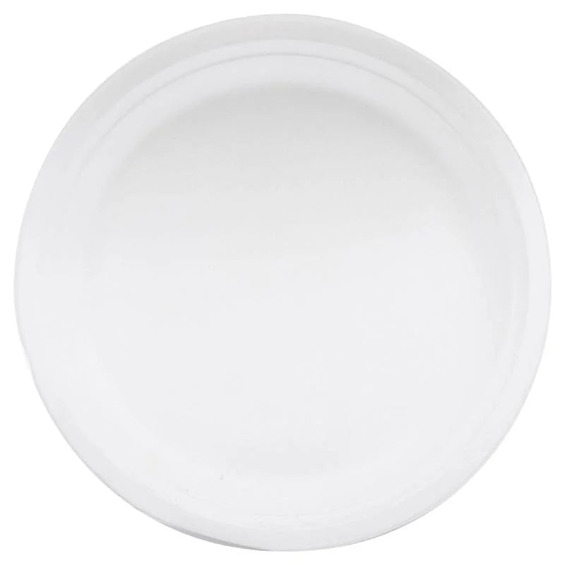 White Large Round Sugarcane Plates 23cm (9") 50pcs
