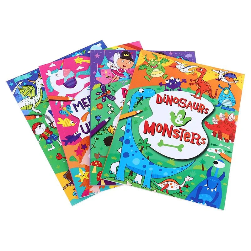 4 Colouring & Activity Books 270mm x 195mm 48-Page Assorted Designs