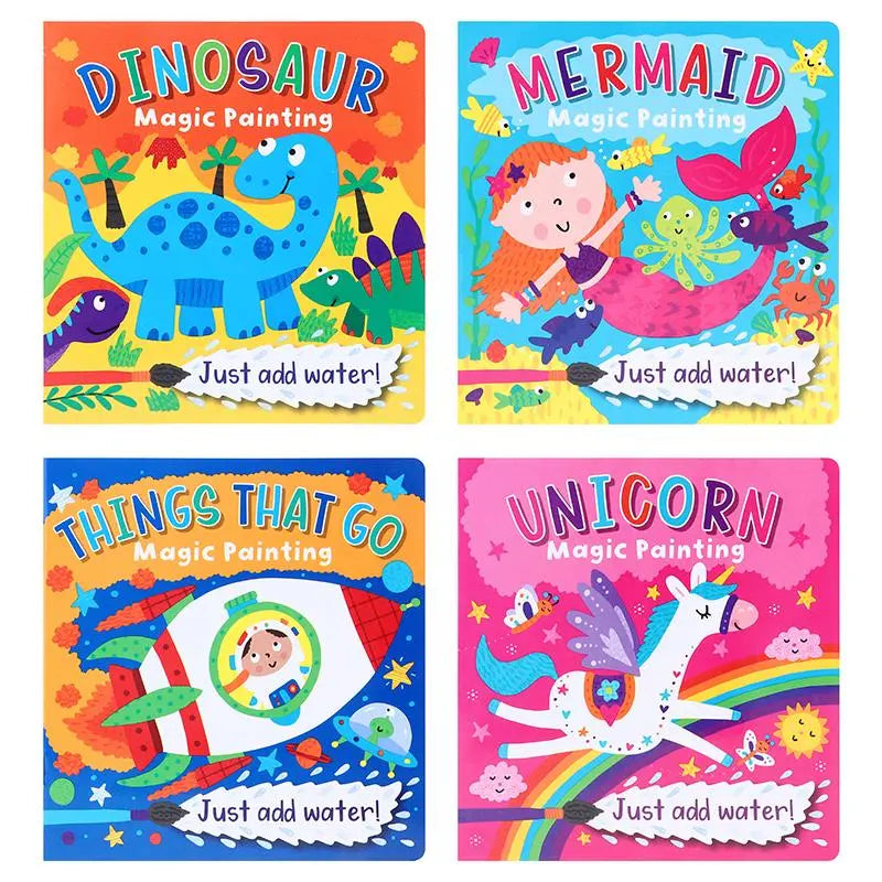 4 Magic Painting Books 24-Page 21cm x 20cm Dinosaur Mermaid Space Unicorn