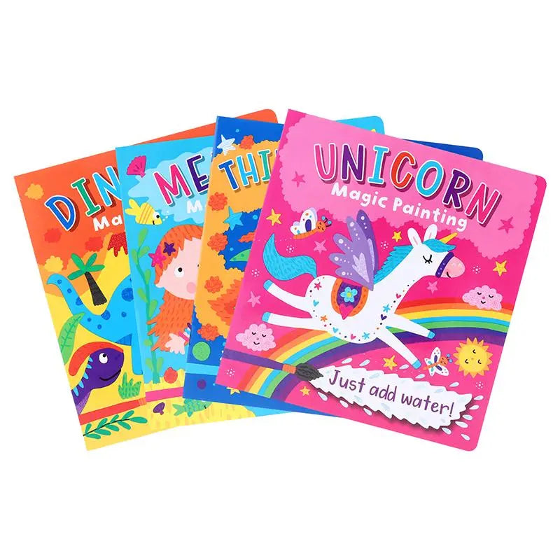 4 Magic Painting Books 24-Page 21cm x 20cm Dinosaur Mermaid Space Unicorn