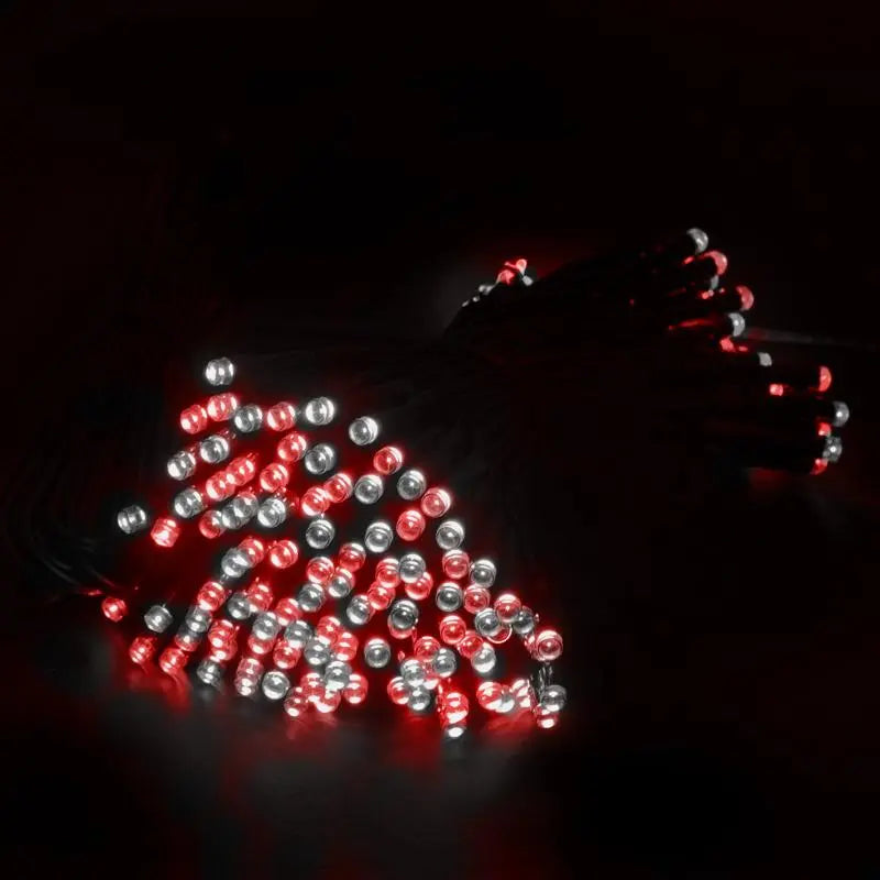 Solar 100 Red & Cool White LED Fairy Lights 7.5M Total Length