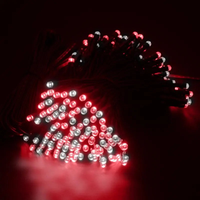Solar 200 Cool White & Red LED Fairy Lights 13.5M Total Length