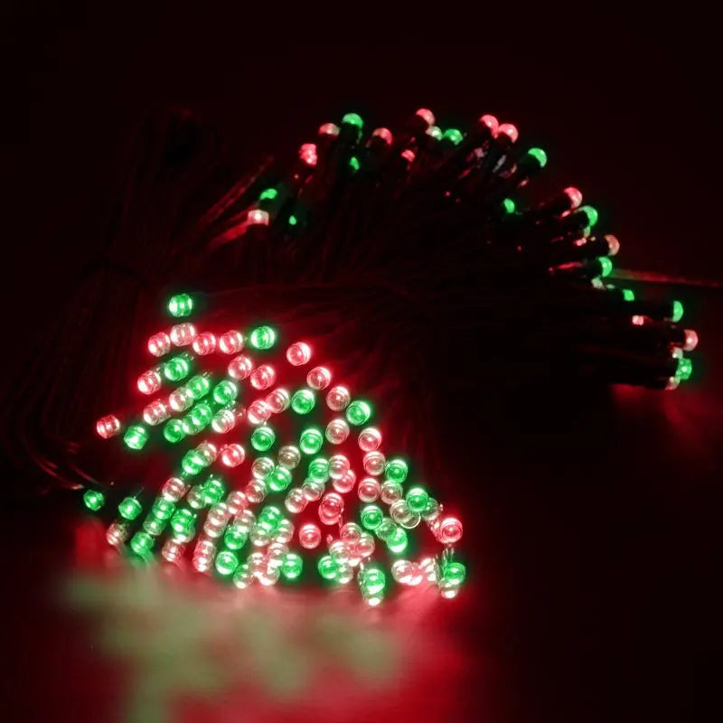 Solar 100 Red & Green LED Fairy Lights 7.5M Total Length