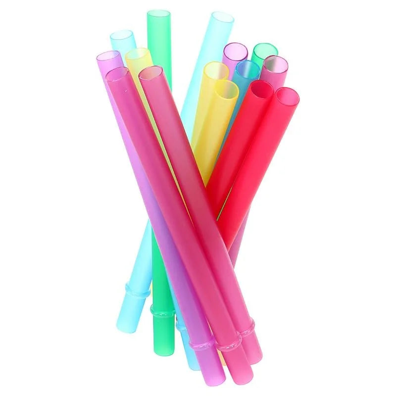 Jumbo Reusable Plastic Drinking Straws 10pcs 20cm x 1.2cm Assorted Colours