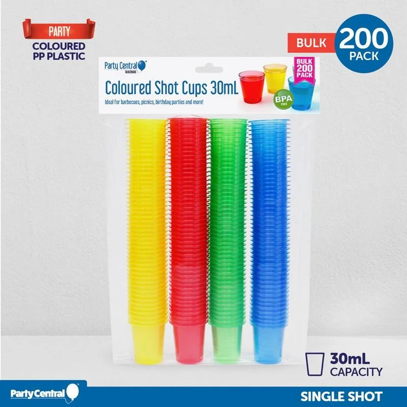 Multicoloured Plastic Shot Glasses 30ml 200pcs Drinkware