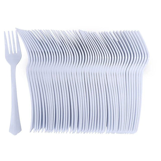 White Premium Plastic Forks 48pcs Reusable